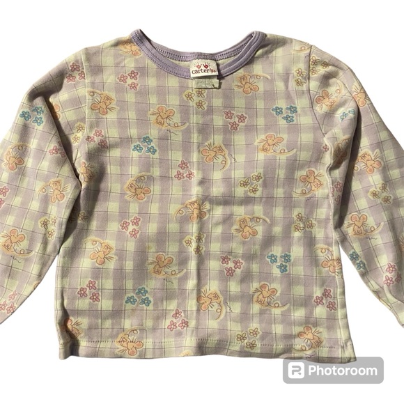 Carter’s Emu Namae 2001 Vintage Kids Baby Long Sleeve Toddler Mouse Print Shirt - Picture 1 of 5
